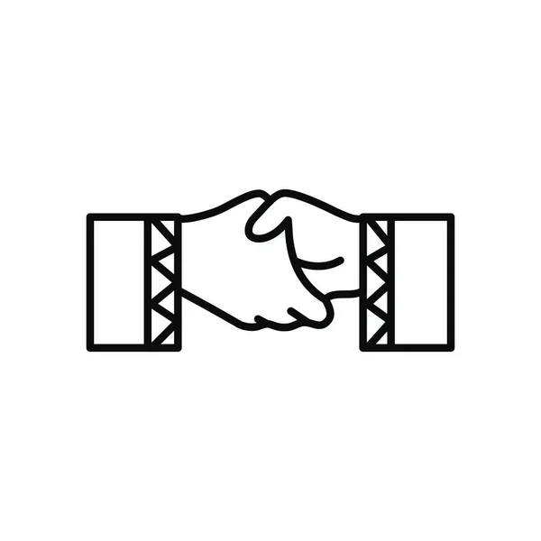 EID mubarak concept, Two hands Greet Each Other And Shake icon, line style — Stock Vector