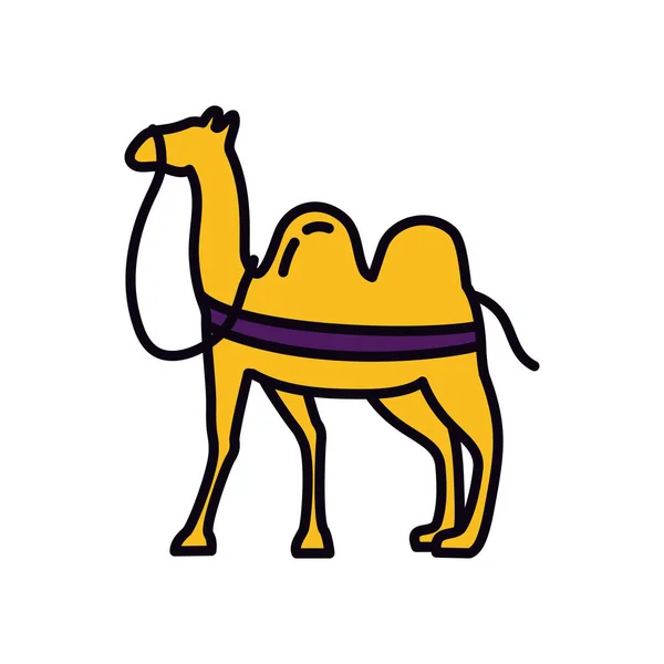 Conceito de mubarak EID, ícone de camelo, linha e estilo de preenchimento —  Vetores de Stock