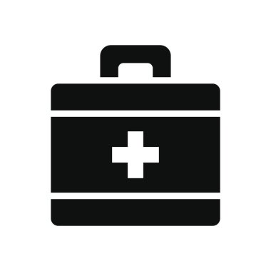 Tıp konsepti, ilk yardım çantası simgesi, siluet tarzı
