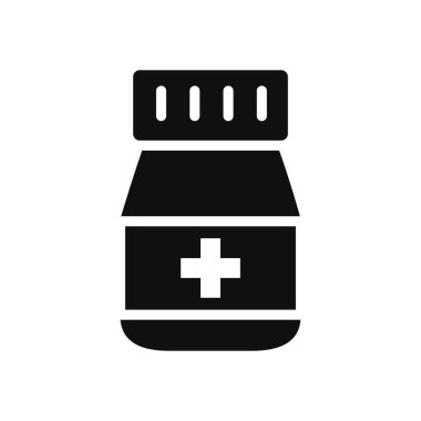 İlaç konsepti, ilaç şişesi ikonu, siluet tarzı