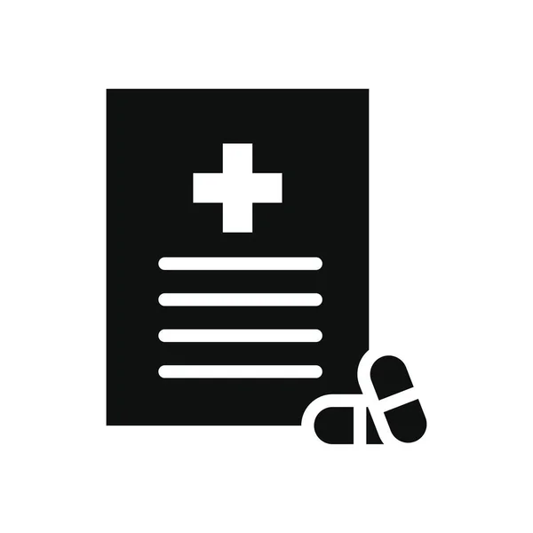 Conceito de medicina, relatório médico e cápsulas de medicação, estilo silhueta — Vetor de Stock