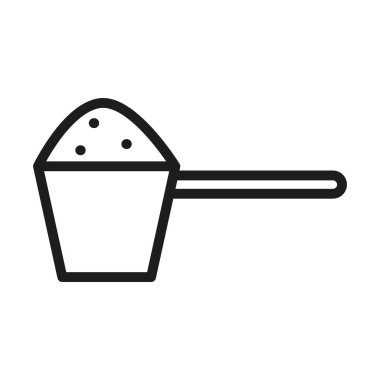 Tekstil bakım konsepti, deterjan ikonlu bardak, çizgi tarzı