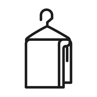 Tekstil bakım konsepti, tuvalet ikonlu askı, satır biçimi