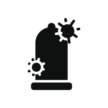 Tıp konsepti, enfekte olmuş prezervatif ikonu, siluet tarzı