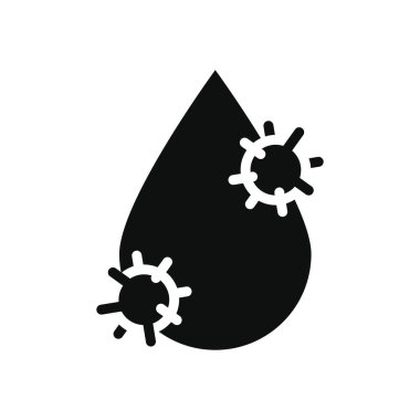 Bakteri simgesi ile su damlası, siluet biçimi