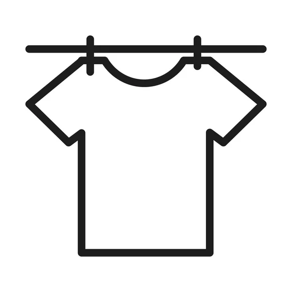 Shirt hanging on clothes strings icon, line style — Stock Vector