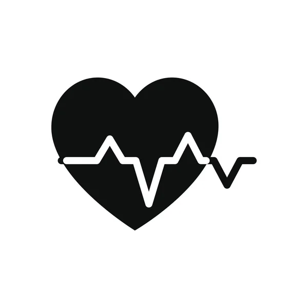 Cardio heart icon, silhouette style — Stock Vector