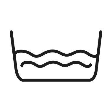 Tekstil bakım konsepti, makine yıkama sembolü simgesi, satır biçimi