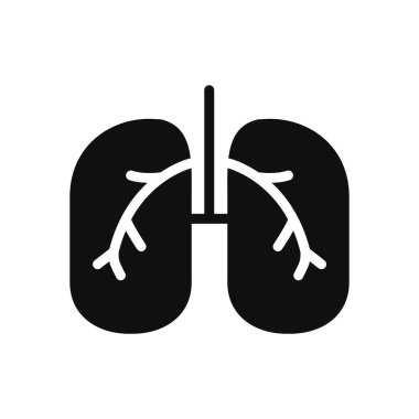 Tıp konsepti, akciğer ikonu, siluet tarzı