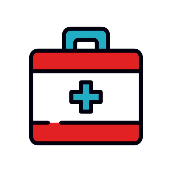 Medicin koncept, första hjälpen kit ikon, linje och fylla stil — Stock vektor