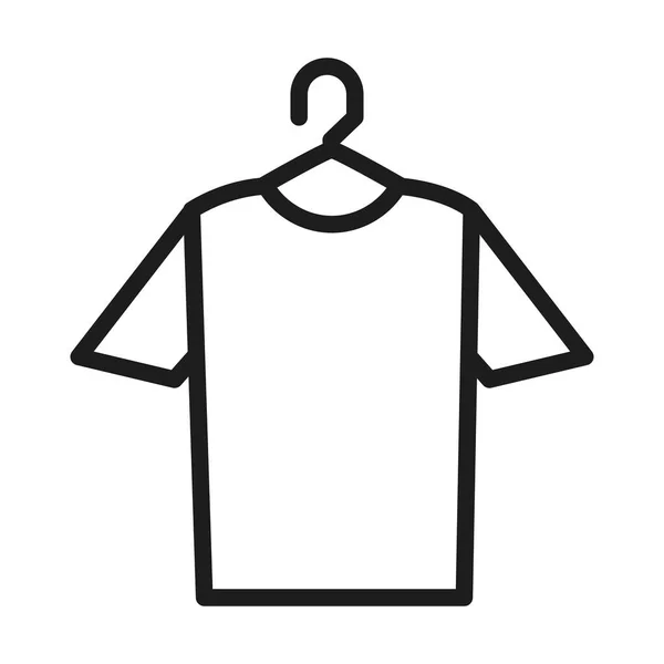 Percha con icono de camiseta, estilo línea — Vector de stock