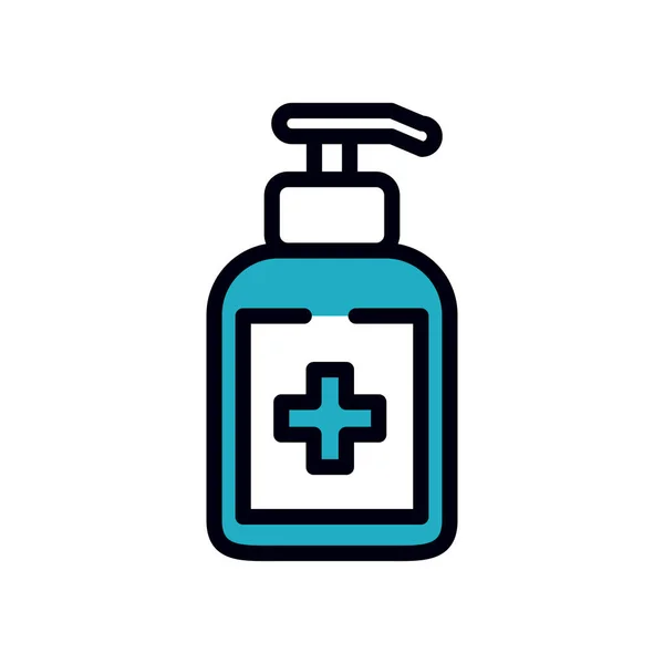 Medizinkonzept, Flaschensymbol für antibakterielle Spenderflaschen, Linie und Füllstil — Stockvektor