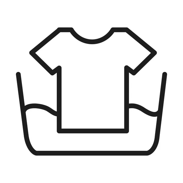 직물 관리 개념, 티셔츠 아이콘 이 있는 양동이, 라인 스타일 — 스톡 벡터