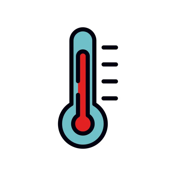 Koncepcja medycyny, ikona termometru temperatury, linia i styl wypełnienia — Wektor stockowy