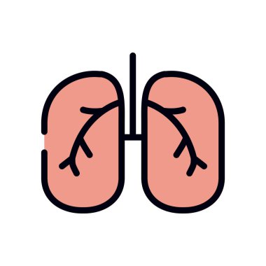 tıp konsepti, akciğer simgesi, çizgi ve dolum biçimi