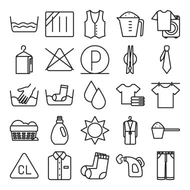 su damlaları ve tekstil ikonu seti, satır biçimi