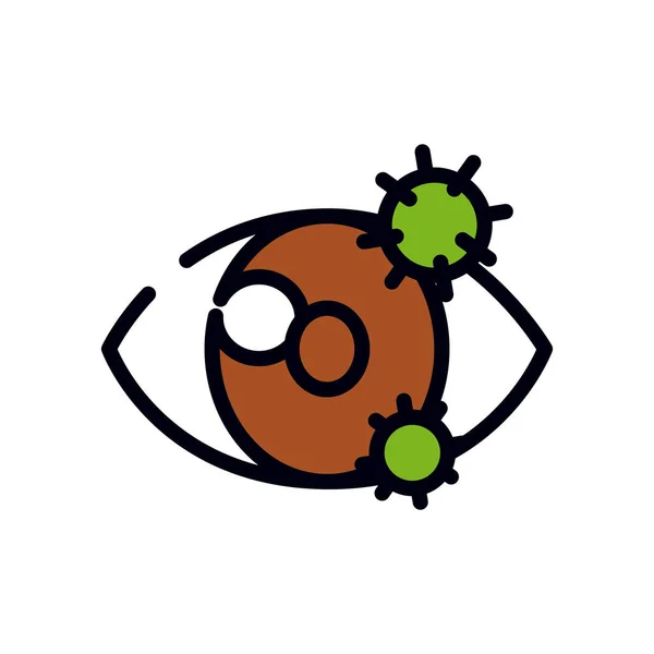 Orvostudomány koncepció, fertőzött szem ikon, vonal és töltse stílus — Stock Vector