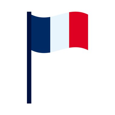 Bastille Günü konsepti, Fransa bayrağı simgesi, düz stil