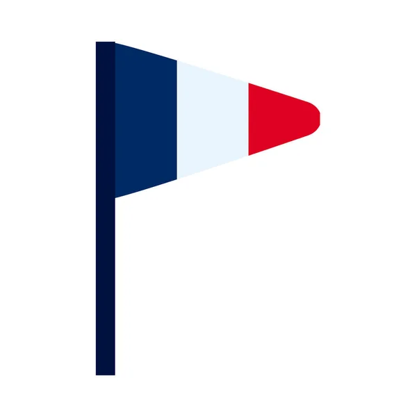 Concetto giorno bastille, pennant con disegno bandiera francese, stile piatto — Vettoriale Stock