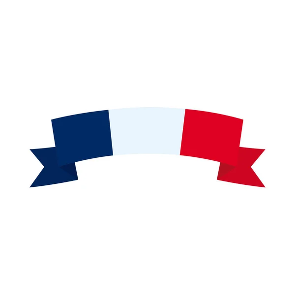 Concetto giorno bastille, nastro decorativo con disegno bandiera francese, stile piatto — Vettoriale Stock