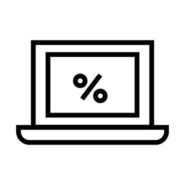 Alışveriş çevrimiçi konsepti, indirimli sembol içeren dizüstü bilgisayar, satır biçimi