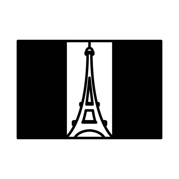 Concept jour bastille, drapeau france avec icône tour eiffel, style ligne — Image vectorielle