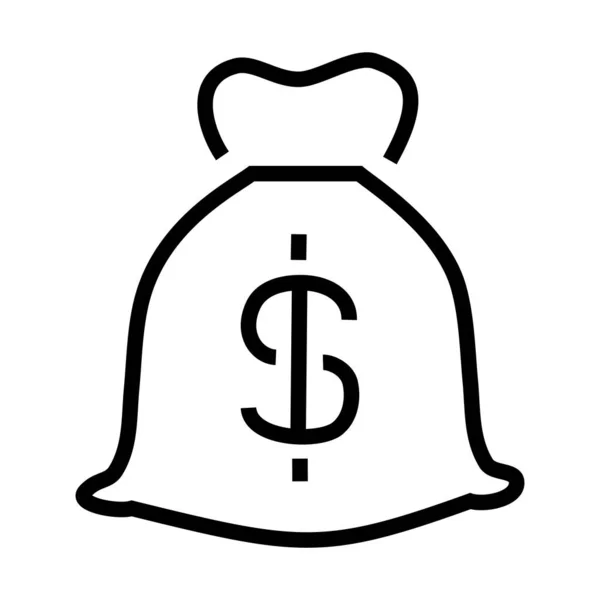 Nákupní online koncept, taška se symbolem peněz, styl linky — Stockový vektor