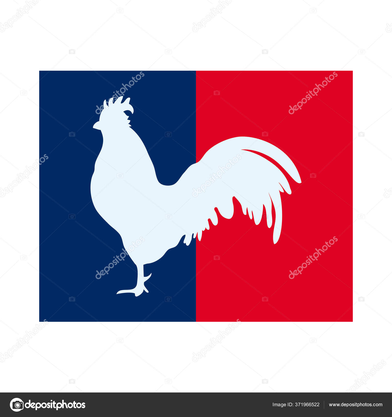 Bastille day concept, flag with gallic rooster icon and french flag design,  flat style Stock Vector Image by © #371966522