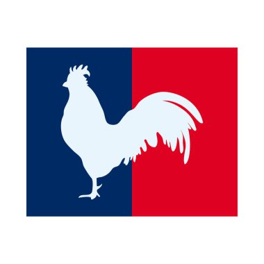 bastille day concept, flag with gallic rooster icon and french flag design, flat style clipart