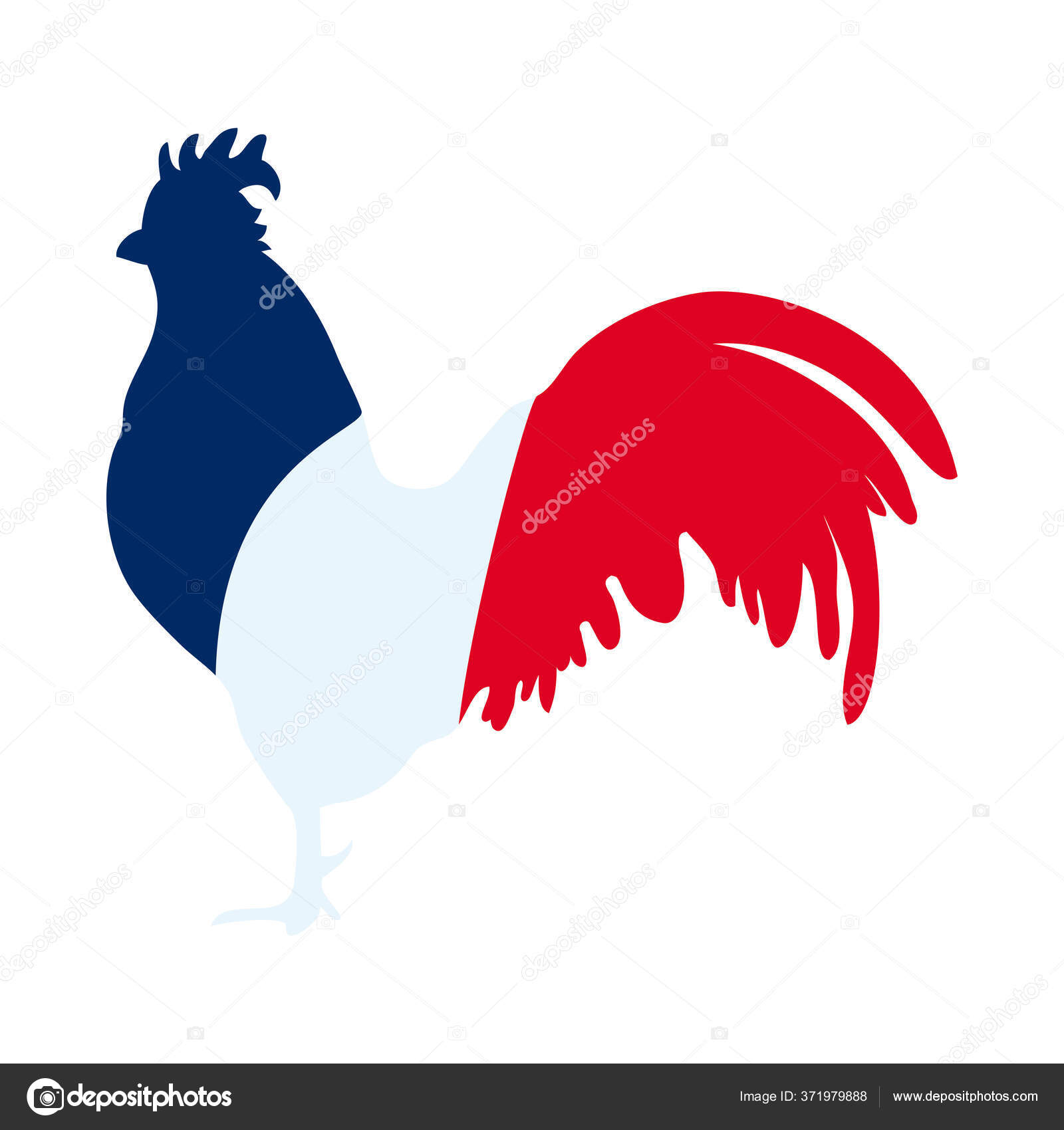 Bastille day concept, gallic rooster with french flag design, flat