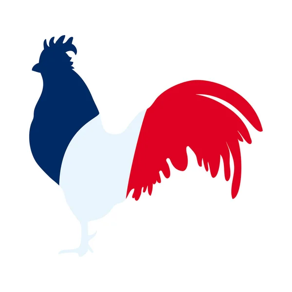 Bastille Günü konsepti, Fransız bayrağı dizaynlı cesur horoz, düz stil — Stok Vektör