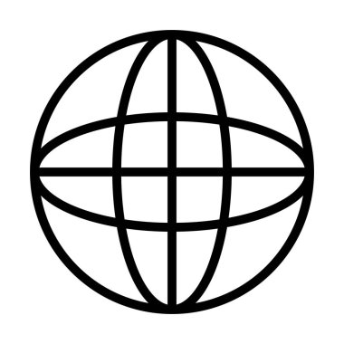 Alışveriş çevrimiçi konsepti, küresel küre simgesi, satır biçimi