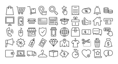 alışveriş çevrimiçi simge seti, satır biçimi
