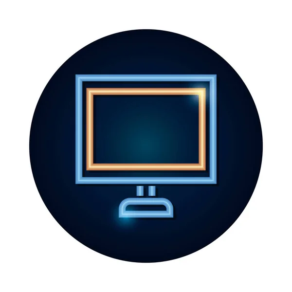Ícone monitor de computador, estilo neon — Vetor de Stock