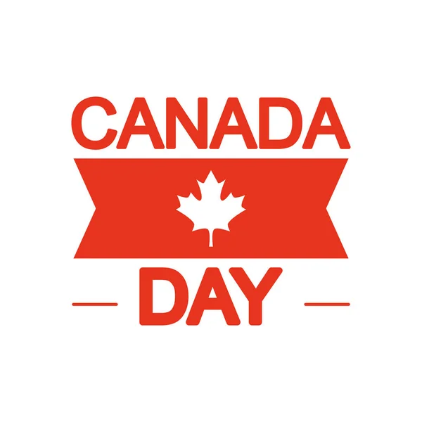Canada day design con nastro decorativo e icona foglia d'acero, stile silhouette — Vettoriale Stock
