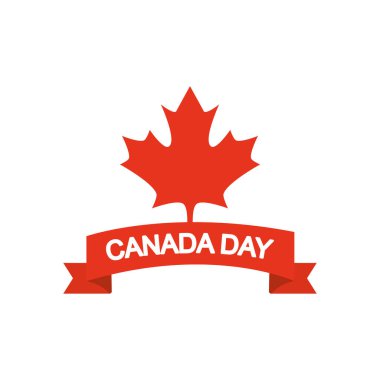 Kanada Günü konsepti, akçaağaç yaprağı ve dekoratif kurdele, siluet tarzı.