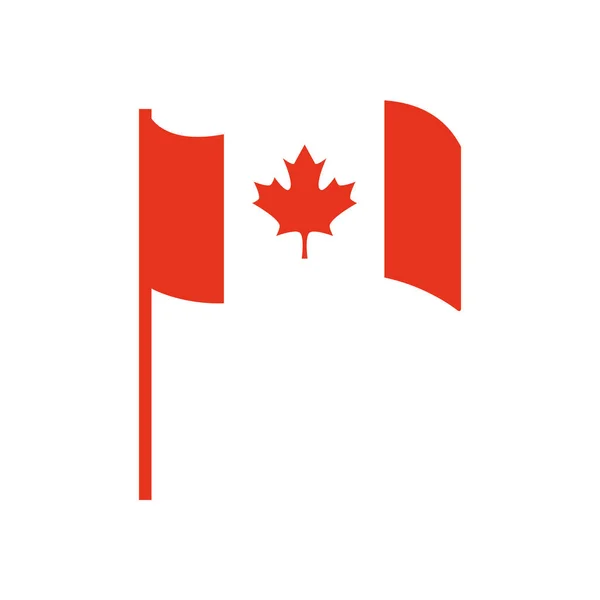 Canada day concept, canada flag pole icon, silhouette style — стоковий вектор