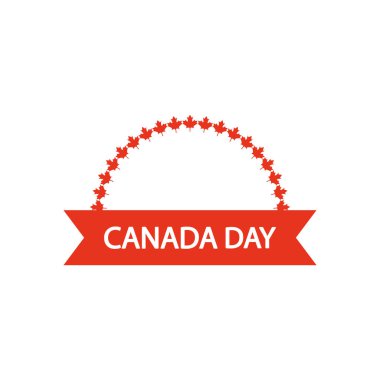 Dekoratif kurdele ve akçaağaç yapraklı Kanada gündüz tasarımı, siluet tarzı