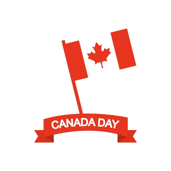 Concetto giorno canada, bandiera e nastro decorativo canadese, stile silhouette — Vettoriale Stock