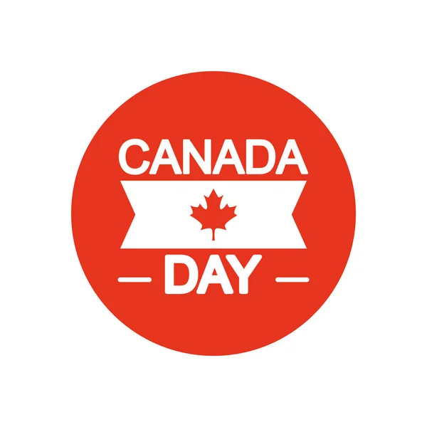 Canada day design con nastro decorativo e icona foglia d'acero, blocco stile silhouette — Vettoriale Stock