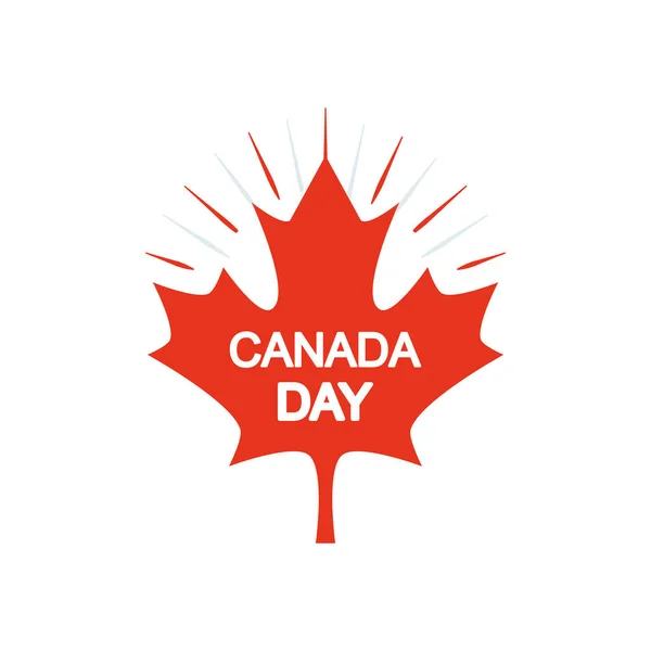 Foglia d'acero con design Canada giorno, stile silhouette — Vettoriale Stock