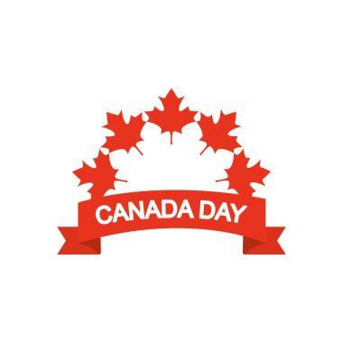 Kanada Günü konsepti, akçaağaç yaprakları ve dekoratif kurdele, siluet tarzı.