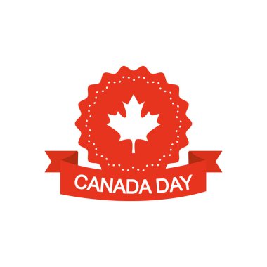 Kanada Günü konsepti, akçaağaç yaprağı ve kurdeleli fok, siluet tarzı.