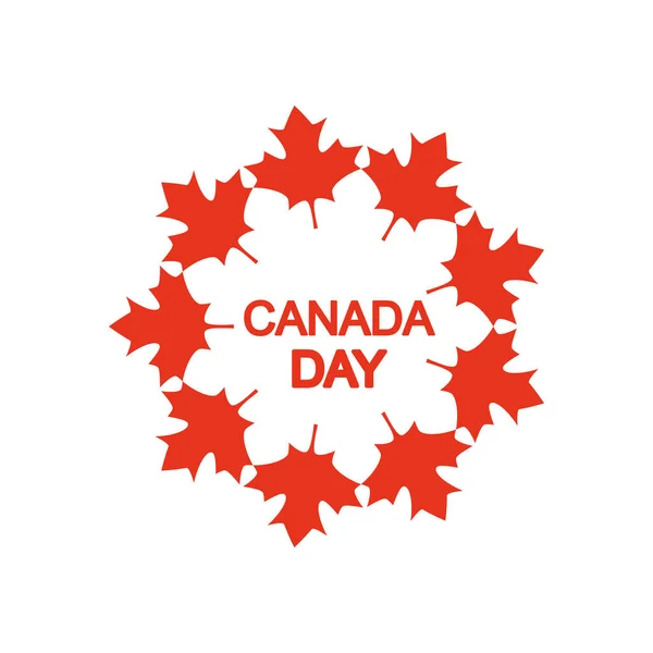 Canada design giorno con foglie d'acero decorativi intorno, stile silhouette — Vettoriale Stock