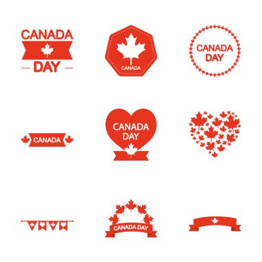 kalpler ve Kanada gün simgesi seti, siluet tarzı