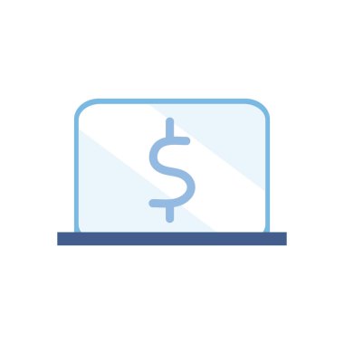 Düz dizüstü bilgisayarın içinde dolar sembolü