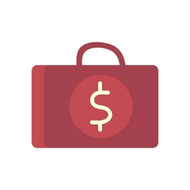 Dolar sembollü bavul düz simge vektör tasarımı