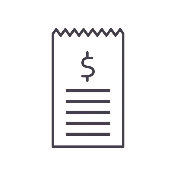 ドル記号線型アイコンベクトルデザインのレシート用紙 — ストックベクタ