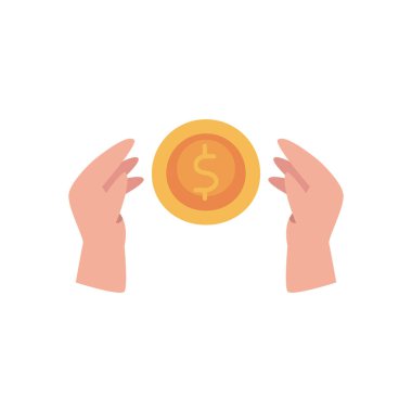 Eller arasında para düz biçim ikon vektör tasarımı