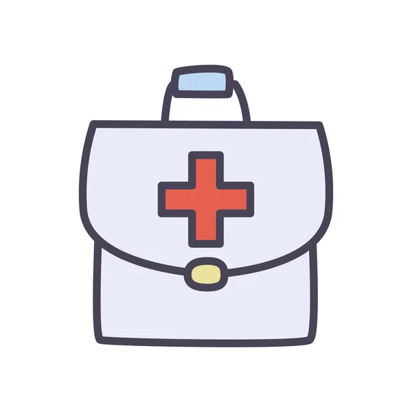 Medische kit met kruis vullen stijl pictogram vector ontwerp — Stockvector
